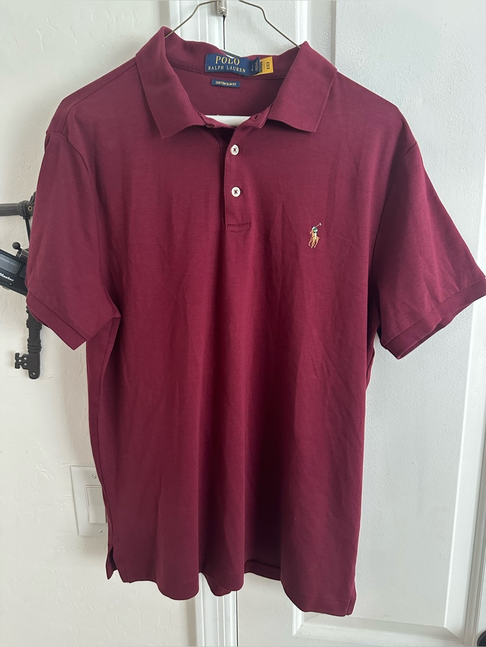Men’s Ralph Lauren slim fit burgundy polo shirt size Large